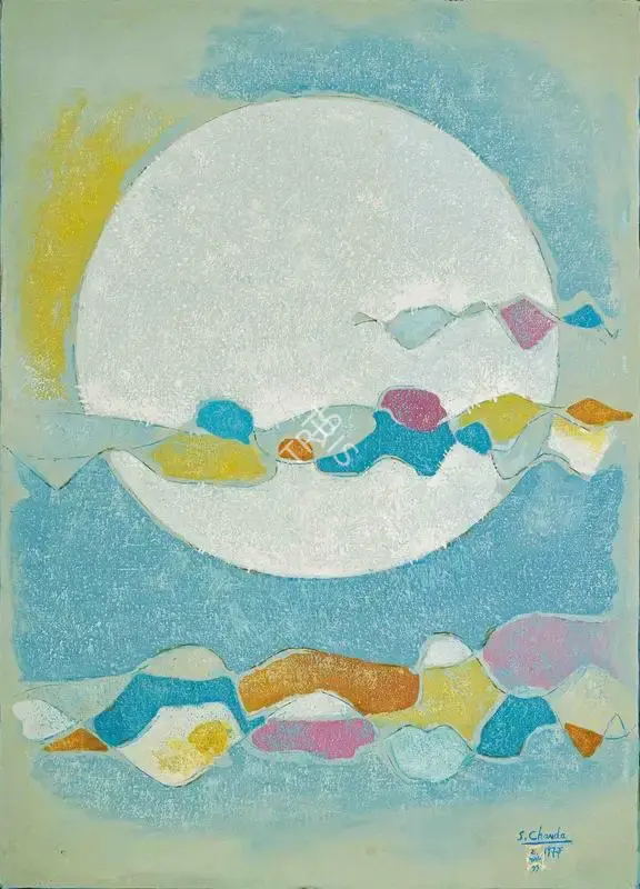 Shiavax Chavda (Artist), Full Moon, 1977, Painting