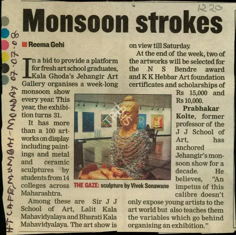 Reema Gehi (Reporter), Monsoon Strokes, 2008, Newspaper Clipping