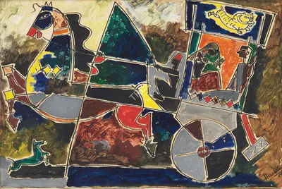 M.F. Husain (Artist), Untitled, 1953, Painting
