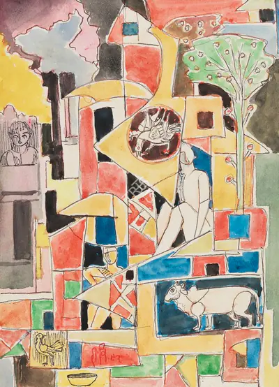 Ramgopal Vijaiwargiya (Artist), Untitled (Pink City), Painting