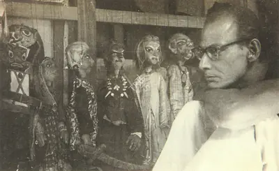 Unknown (Photographer), Chitta with characters from his puppet plays, Contemporary Photograph