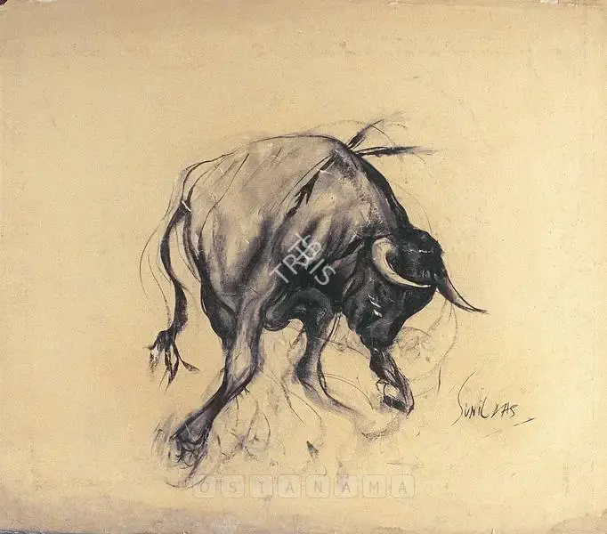Sunil Das (Artist), Bull-Matador Series, 1963, Drawing
