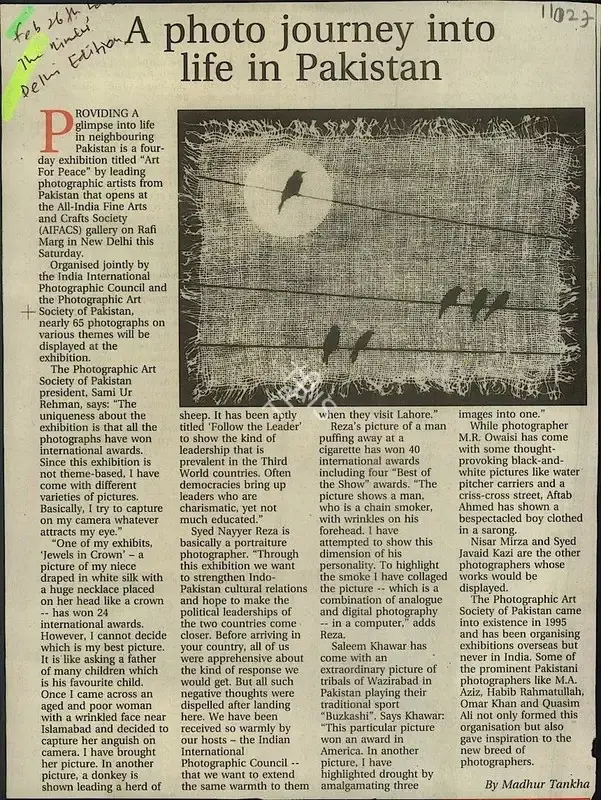 Madhur Tankha (Reporter), A Photo Journey Into Life In Pakistan, Newspaper Clipping