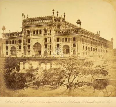 Felice Beato (Photographer), Exterior of Asophood Dowlah's Imaumbara, a Tomb near the quarters of the 53rd Regiment, Lucknow, 1858, Antiquarian Photograph
