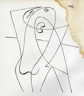 George Keyt (Artist), Line Drawing, 1935, Sketch