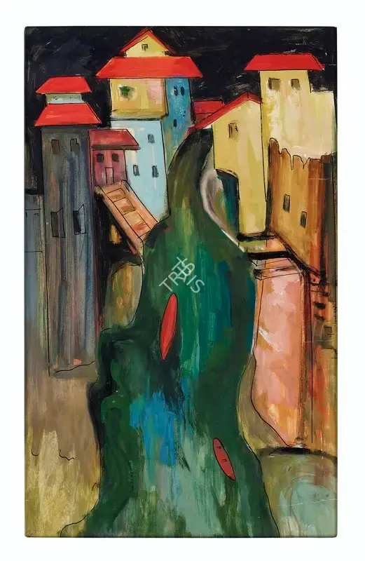 H.A. Gade (Artist), Untitled (Kashmir Landscape), 1955, Painting