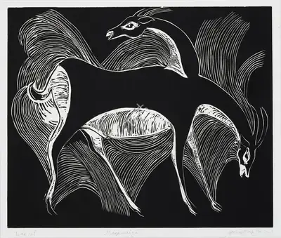 G.M. Sheikh (Artist), Maya Mrigya, 2001, Graphic Art