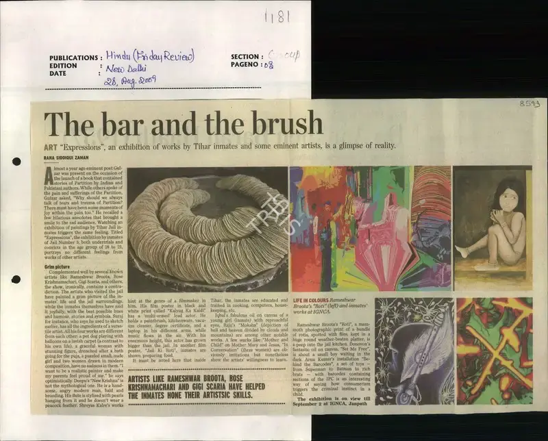 Rana Siddiqui Zaman (Reporter), The Bar and the Brush, 2009, Newspaper Clipping
