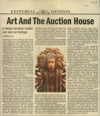 Neville Tuli (Chairman), Art and the Auction House, Newspaper Clipping