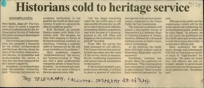Monobina Gupta (Reporter), Historians Cold to Heritage Service, 2003, Newspaper Clipping