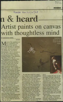 Hassan M. Kamal (Reporter), Artist Paints On Canvas With Thoughtless Mind, 2008, Newspaper Clipping