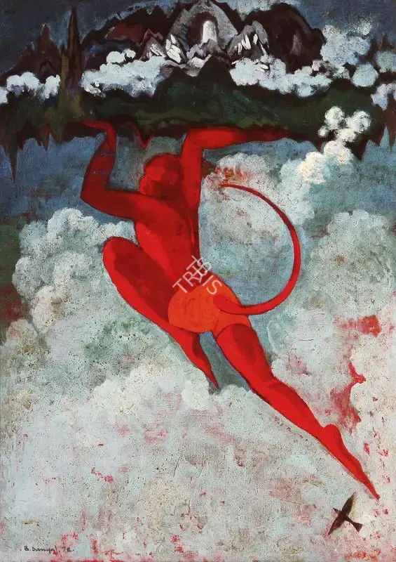B.C. Sanyal (Artist), Ganda Madan and Hanuman, 1978, Painting
