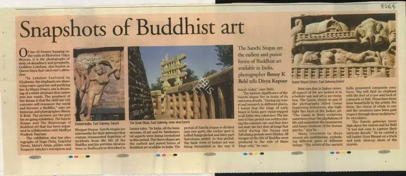 Divya Kapoor (Reporter), Snapshots of Buddhist Art, 2009, Newspaper Clipping