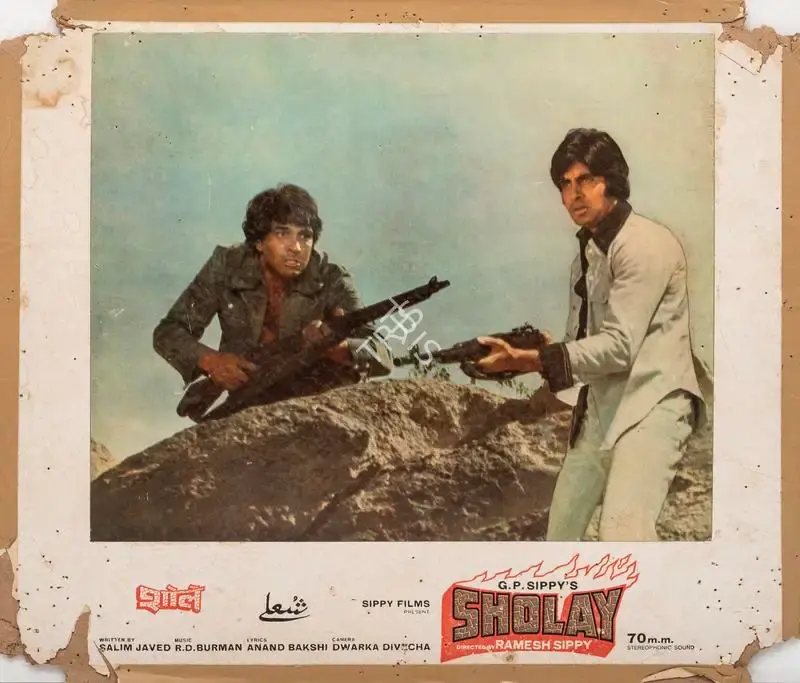 Dwarka Divecha (Cinematographer), Sholay, 1975, Photographic Still Mounted on Lobby Card