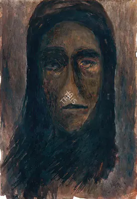 Rabindranath Tagore (Artist), Face, 1935, Painting