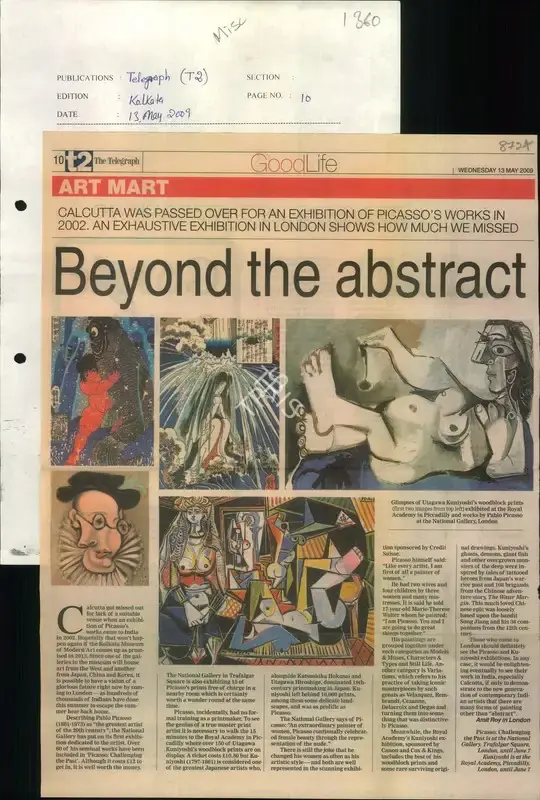 Amit Roy (Reporter), Beyond the Abstract, 2009, Newspaper Clipping
