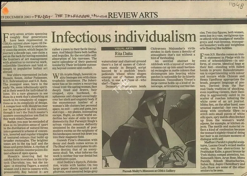 Rita Datta (Reporter), Infectious Individualism, 2003, Newspaper Clipping