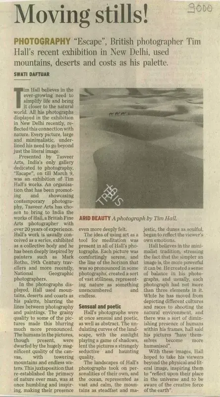 Swati Daftuar (Reporter), Moving Stills!, 2011, Newspaper Clipping