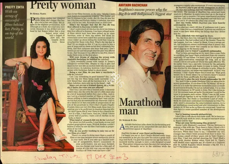 Komal Nahta (Reporter), Preity woman, 2003, Newspaper Clipping