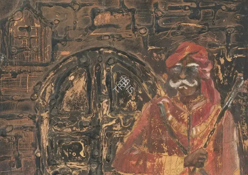 Ganesh&nbsp;Pyne (Artist), A Guard, 1962, Painting