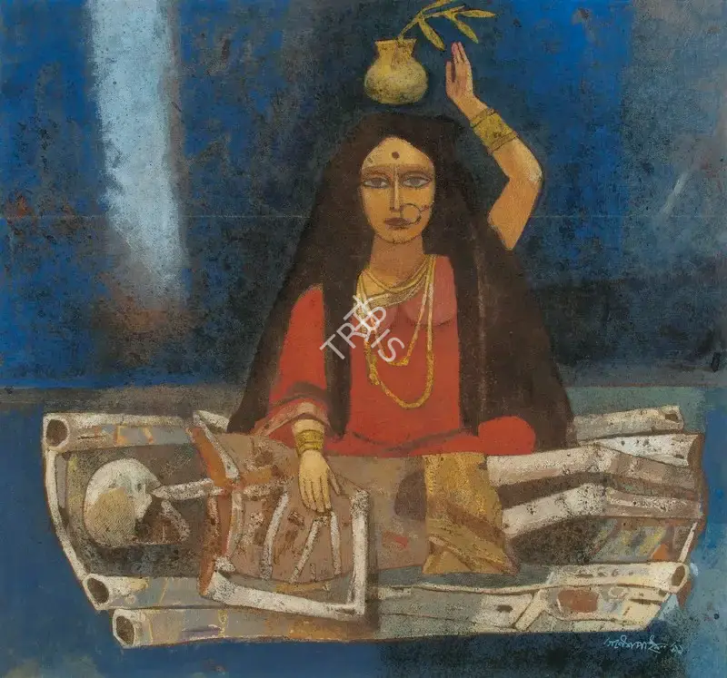Pyne, Ganesh (Artist). Savitri (Behula), 1999 | Painting, Ch.NeY/23.09.20, 2020 · Christie's