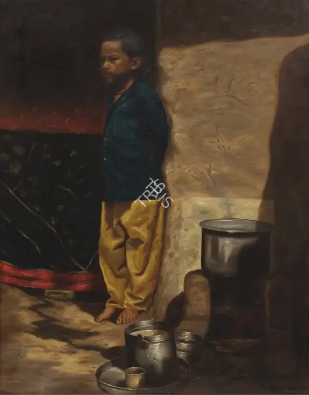 Rahul Arya (Artist), Study of a Young Boy, 1997, Painting