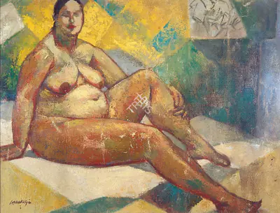 Adinath Mukherjee (Artist), Nude, 1951, Painting