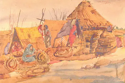 Sailoz Mookherjea (Artist), Roadside Dwellings, Painting