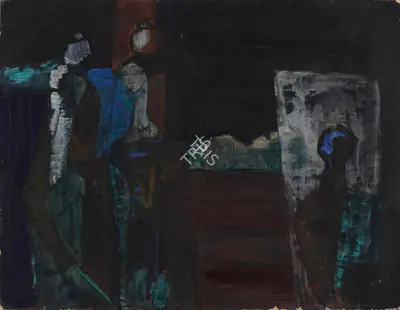 Gade, H.A. (Artist). Gossip, 1957 | Painting, Sa.Mum/15.12.21, 2021 · Saffronart