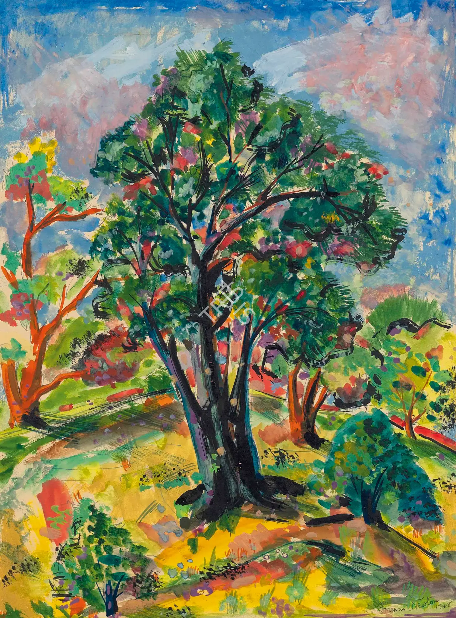 F.N. Souza (Artist), Untitled (Trees), 1948, Painting