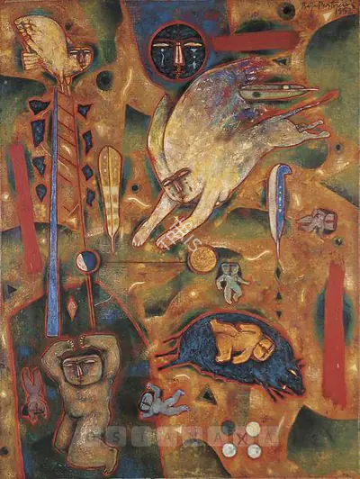 Baiju Parthan (Artist), Wombtime & Simultaneity, 1992, Painting