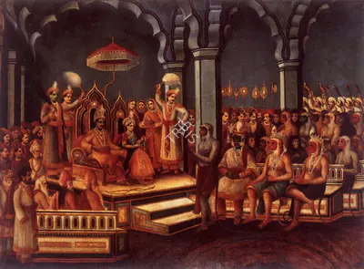 Attributed to Motilal Pal (Artist), Ram Durbar, 1910, Painting