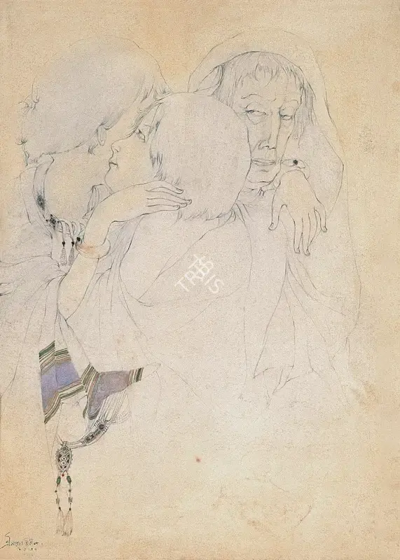 Sarada Ukil (Artist), Study for Circle of Life, 1923, Painting