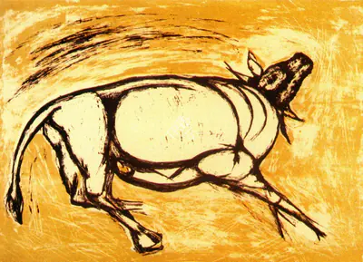 Tyeb Mehta (Artist), Bull, 1957, Graphic Art