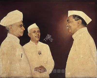 J.B. Chonker (Artist), Nehru, Radhakrishnan And Rajendra Prasad, 1951, Painting
