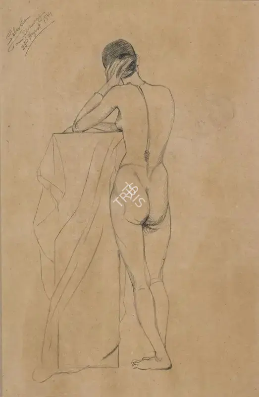 Jehangir Sabavala (Artist), Nude Study, 1944, Drawing