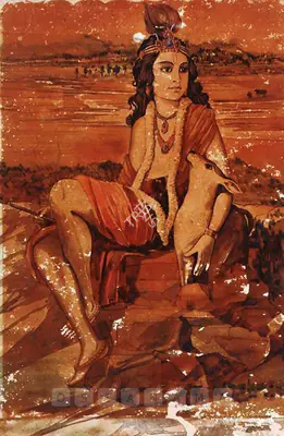 Bikash Bhattacharjee (Artist), Krishna, 1960, Painting