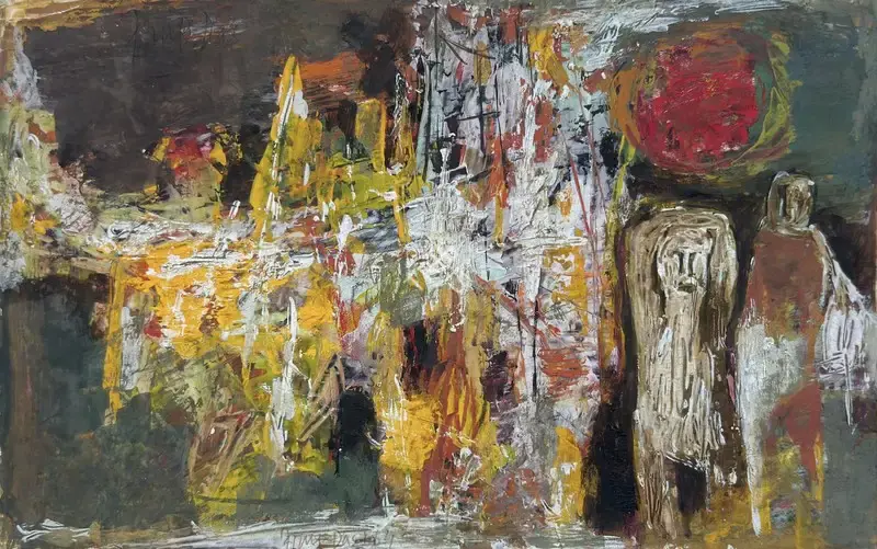 Arup Das (Artist), Untitled (Village Scene), 1964, Painting