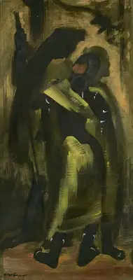 Ramkinkar Baij (Artist), Santhal Couple, 1930, Painting