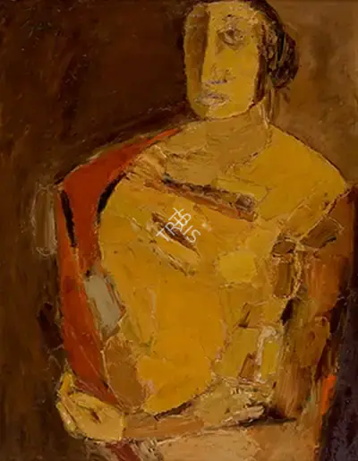 Tyeb Mehta (Artist), Red Shawl, 1961, Drawing