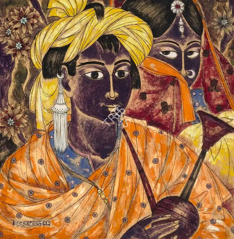 A.A. Almelkar (Artist), Untitled (Couple), 1958, Painting