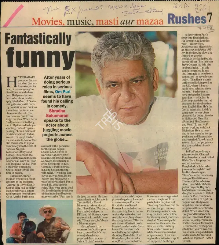 Sharadha Sukumaran (Reporter), Fantastically Funny, 2001, Newspaper Clipping