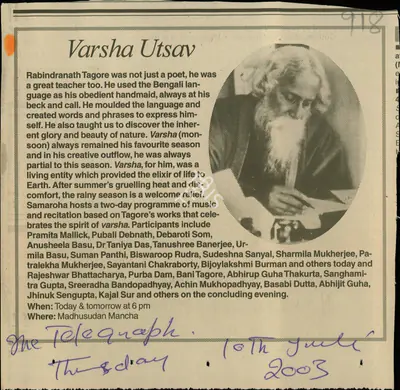 Varsha Utsav, 2003, Newspaper Clipping