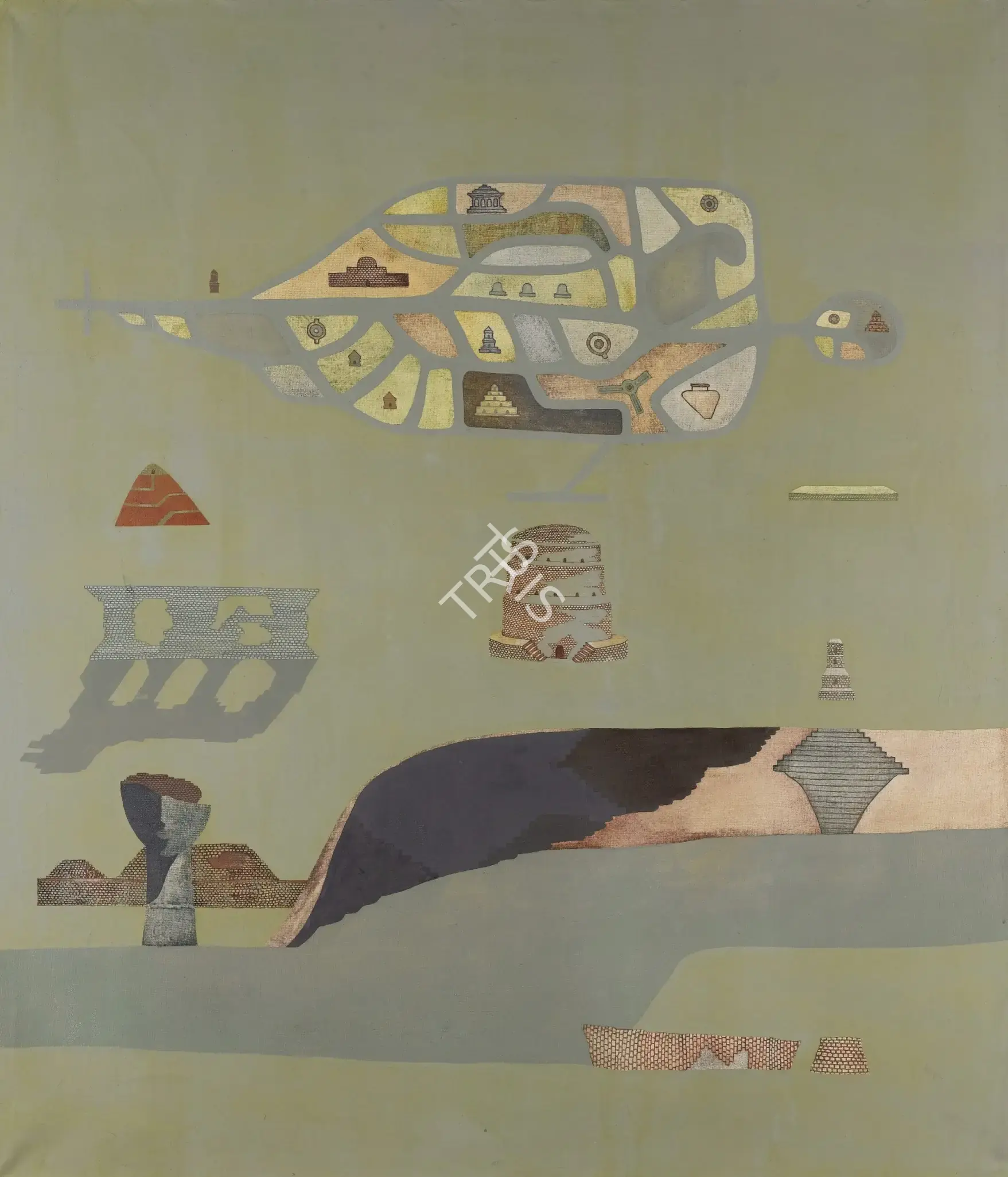 Prabhakar Barwe (Artist), Ancient River, 1969, Painting