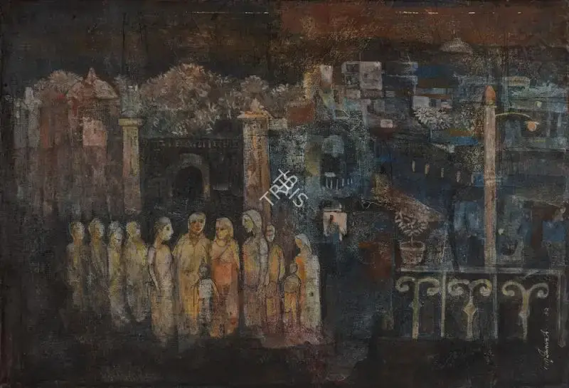 Ganesh Pyne (Artist), The Night Watch, 1962, Painting