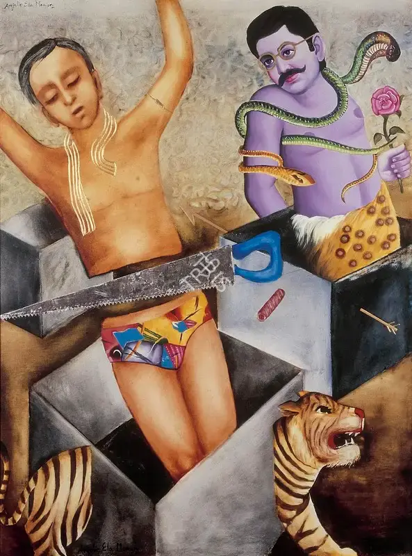 Anjolie Ela Menon (Artist), The Conjuror's Trick, 2000, Painting
