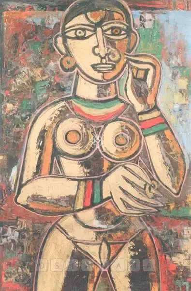 F.N. Souza (Artist), Hindu Girl With Nose Ring, 1950, Painting