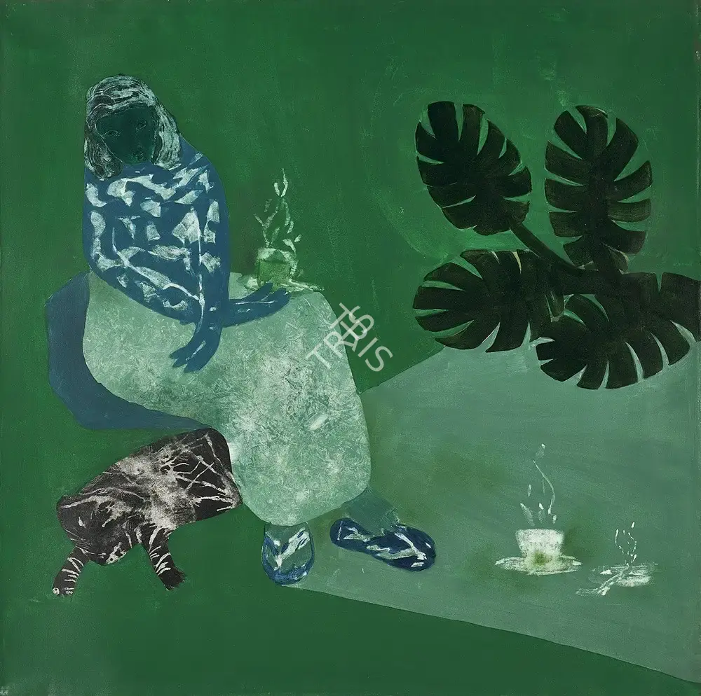 Subodh Gupta (Artist), Lady with Cat, 1990, Painting