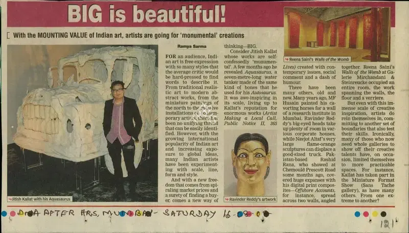 Ramya Sarma (Reporter), Big is Beautiful!, 2008, Newspaper Clipping