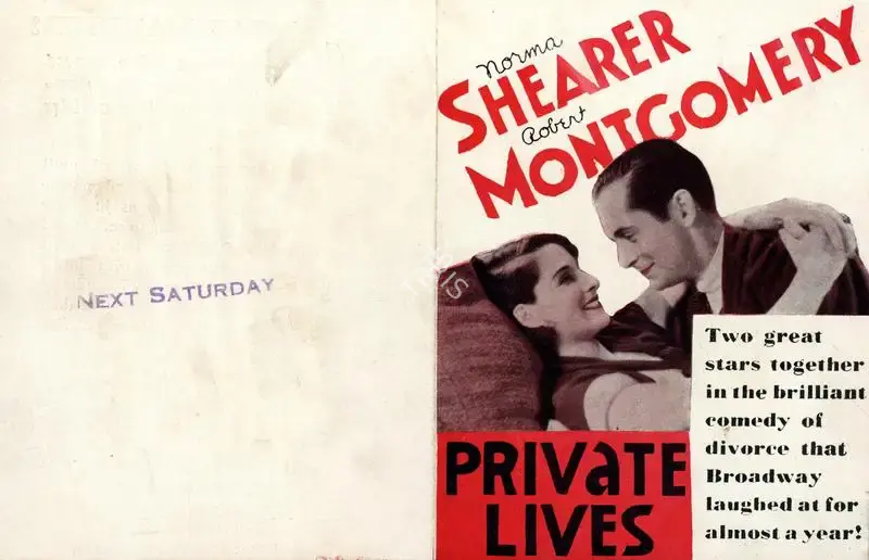 Sidney Franklin (Director), Private Lives, 1931, Handbill